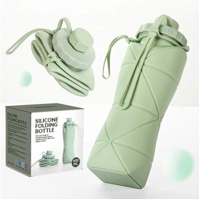 China PORTABLE 600ml Folding Silicone Water Bottle Sports Water Bottle Outdoor Travel Portable Water Cup Running Riding Camping Hiking Kettle for sale