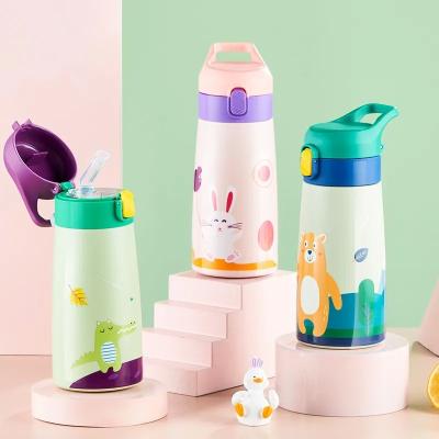 China PORTABLE Kids Stainless Steel Straw Thermos Mug With Case Cartoon Leak-Proof Vacuum Flask Children Thermal Water Bottle Thermocup for sale