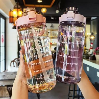 China PORTABLE 2000ml Large Capacity Plastic Straw Water Cup Sports Water Bottle High Value Outdoor Camping Drinking Tools for sale