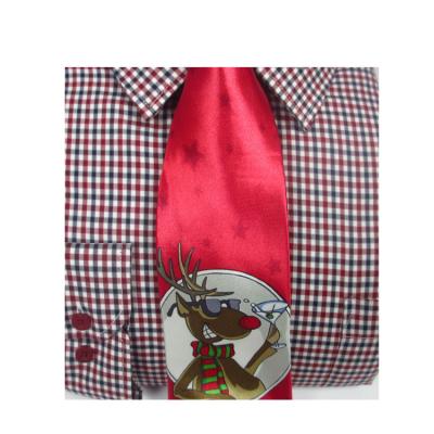 China 100%SILK Fabric Santa Reindeer Holiday Neck Tie High Quality Silk Printed Fashionable Christmas Ties Gift For Party Man for sale