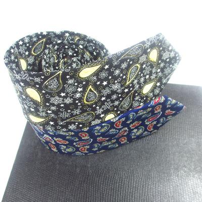 China Low MOQ Cotton Printed Thin Cotton Neck Tie With Multi Color Small Paisley for sale