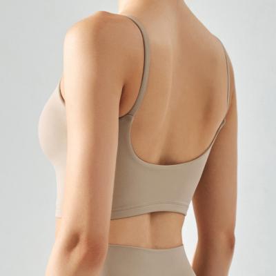 China 2022 New Arrival Breathable Women's Fashionable Custom Logo Yoga Vests Sports Bra Crop Tops With Sexy Back for sale