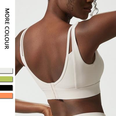 China Breathable High Quality Nylon Gym Workout Wear Yoga Fitness Spandex Adjustable Sports Bra With Fixed Chest Pad for sale