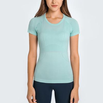 China New Summer Women's Breathable Spring And Round Neck Short Sleeve Sports T-shirt Running Fitness Tops Slim Breathable Yoga Short Sleeve for sale