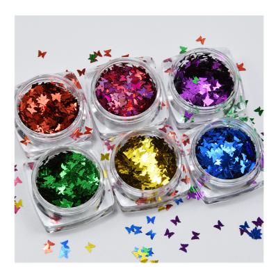 China Eco-friendly 12 Colors Set Butterfly Shape 3D Aurora Laser Sequin DIY Manicure Decor for sale