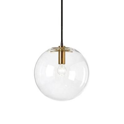 China Modern Simple E27 LED Glass Ball Pendant Light Clear Shade For Canteen Room Bedroom Hotel Bar Cabin Lodge Night Elegant Decoration Design for sale