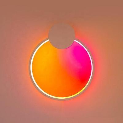 China Post Modern RGB Color Wall Lamp Dimmable Light with Remote Ring Shade for Syberpunk Style Home Hotel Living Room Gaming Station Fans Club Decor for sale