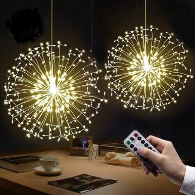 China Home Decor USB LED Hanging Starburst Firework Christmas Fairy String Garland Outdoor Room Window Market Light Foldable Stage Bling Decor for sale