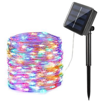 China Colorful Solar Christmas Decoration 10m Led Copper Wire Fairy Lights Led String Lights Led Christmas Decoration For House Yard for sale