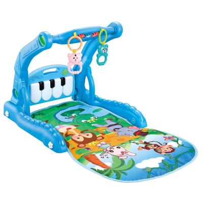 China Toy Baby Electric Educational 2 in 1 Piano Fitness View Cart Folding Portable Play Mat Baby Walker Toy With Light & Music Sell Well for sale