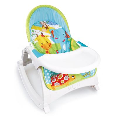 China Safety Plastic Multi-Function Adjustable Musical Vibration Chair Baby Rocker Baby Rocker Portable Rocking Chair with Dining Tray for sale