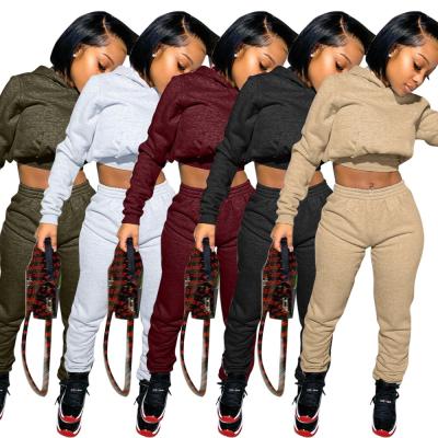 China 2021 Autumn Breathable Solid Color Hoodie Hot Selling Tracksuit Set Women Sweatsuit Set 2 Pieces Set Women for sale