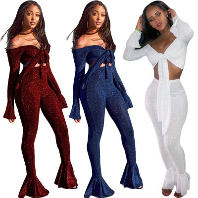 China Women Clothing 2021 Casual Lucky Label Women's Anti-Wrinkle Solid Color Two Piece Set for sale