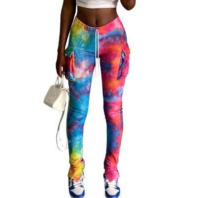 China Breathable Autumn Winter Tie Dye Slit Pocket Loose Sweatpants Stacked Pants Jogging Pant Joggers for sale