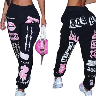 China Breathable Street Wear Hot Sale Hip Hop Casual Loose Sporty Printed Women Long Pants for sale