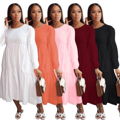 China New Design Solid Color Summer Breathable Casual Dress Women Loose Dress Women Clothing for sale