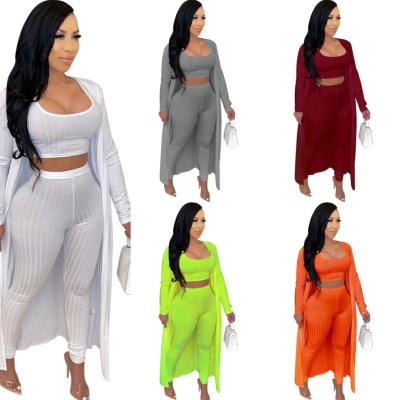 China Breathable New Arrivals Fall 2021 Women Clothes Plus Size Long Sweatsuit Tracksuit Three Piece Pants Set for sale