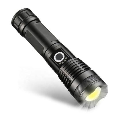 China Factory New P50 LED Outdoor Led USB Rechargeable Lighting Wholesale Long Range Aluminum Telescopic Zoom Bright Wholesale Night Fishing Flashlight for sale