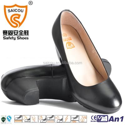 China Anti-slip Ladies Office Leather Uniform Shoes With Low Heel Safety Work Shoes for sale