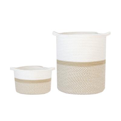 China Viable no Moq 2021 wholesale xxl laundry storage cotton rope folding basket for sale