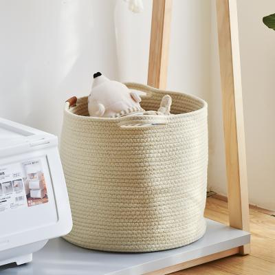 China 2021 Large Changing Cotton Woven Basket Cotton Rope Basket Storage Cloth Viable Custom Made for sale