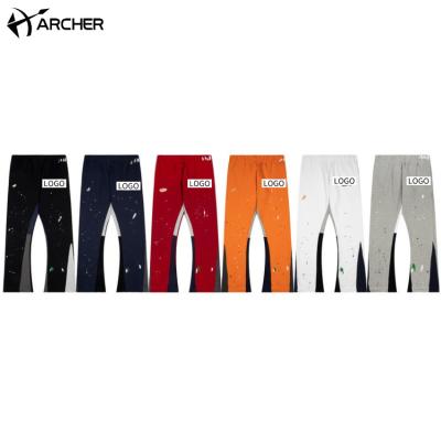 China New Breathable Casual Designers Lounge Pants Flared Sweatpants Paint Patchwork Rocket Track Sport Tracksuit Men's Stylish Flared Sweatpants Men for sale