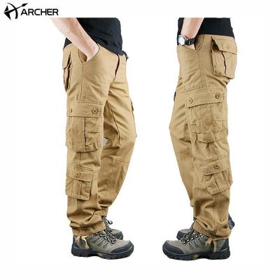 China Custom Anti-Wrinkle Mens Cargo Pants Straight Bag Pants Casual Loose Sweatpants Streetwear Trackpants Pockets Custom Cargo Pants Men for sale