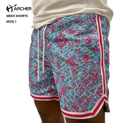 China QUICK DRY All Over Printing Basketball Shorts Fashion Shorts Polyester Gym Sports Training Double Layer Mesh Shorts Men for sale