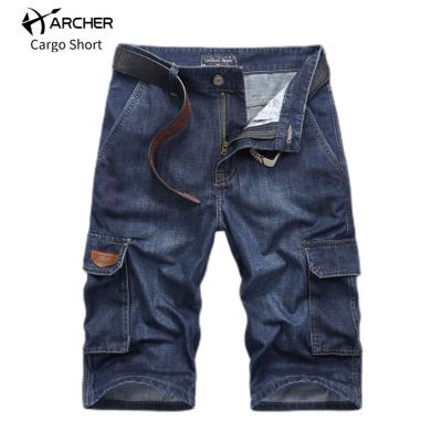 China Amazon Viable Mens Cargo Wide Leg Pants Outdoor Denim Classic Pocket Shorts Plus Size Casual Straight Buckle Zipper Cargo Shorts for sale