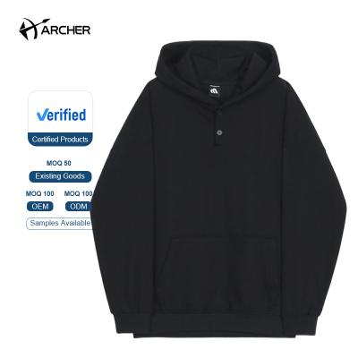 China New cotton hoodie fashion streetwear clothing custom made heavyweight breathable pullover no string drop shoulder soft empty hoodies for sale