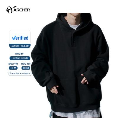 China 100% Customized hoodie simple loose loose thick custom made high quality wholesale breathable cotton button logo black hoodie for sale