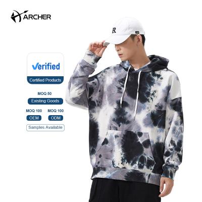 China Breathable Wholesale Cheap Streetwear Long Sleeve Washed Men Hoodies Tie Dye Custom Printing Oversized Hoodie for sale