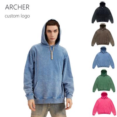 China Wholesale Breathable Drop Shoulder Cotton Loose Long Sleeves Wash Blue Fashionable French Terry Hoodies Men Hoodies Unisex for sale