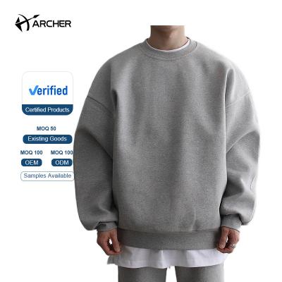 China 2022 Breathable Hot Sale Plus Size Men's Sweaters 100% Cotton Oversize Plain Sweatshirt Crewneck White Pullover Sweater for sale