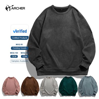 China Amazon Sale Collar Fleece Hoodie Warm Breathable High Quality Base Sweatshirt Breathable Crewneck Thick Loose Sweatshirts For Men for sale