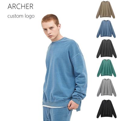 China Wholesale Custom Crewneck Oversized Sweatshirts Mens Heavyweight Breathable Plain Sweater Streetwear Drop Shoulder Sweatshirts for sale