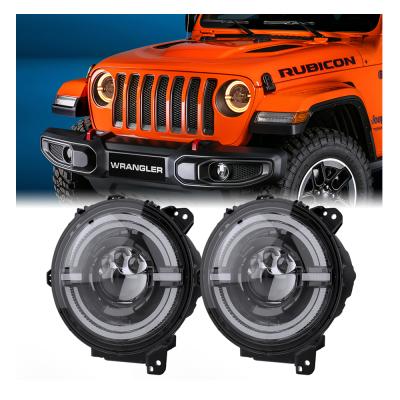 China Twin round headlight led 9 inch waterproof led driving Front Head Light Lamp Headlight for Jeep Wrangler Jl 2021headlights 9 inch focus for sale