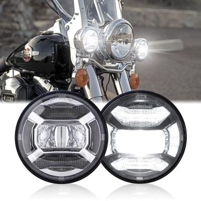 China Diecast Aluminum Housing Loyo Wholesales 12V Led Auxiliary Light Round Ip67 30W 4.5Inch Motorcycle Fog Passing Light For Harley Davidson for sale