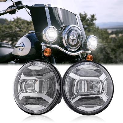 China Super Bright Aluminum Housing Motorcycle 6000K Aluminum Fog Lights With Drl 4.5 Inch Projector Fog Lights Driving Front Bumper Lights for sale