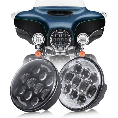 China Super Bright Round High Low 80w Aluminum Housing Matrix Motorcycle LED Headlight 5.75Inch 5-3/4 Cast Iron Driver-Beam Head Light For Harley for sale