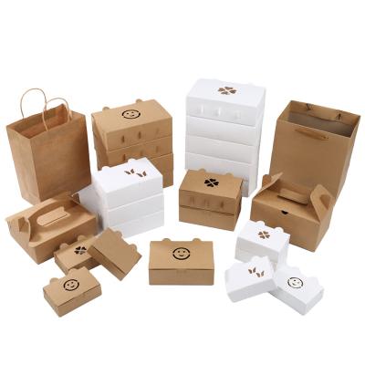 China Recycled Materials Factory Wholesale Environmental Protection French Fries Box Take Out White Kraft Paper Cardboard Food Box for sale