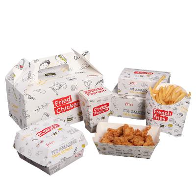 China Recycled Materials Factory Wholesale Environmental Protection Hamburger Packaging Box Take Away White Kraft Paper Cardboard Food Box for sale