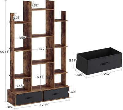 China Convertible Bookshelf with Rustic Wood Shelves, Industrial Free Standing Book Shelves Storage Free Standing Shelf for sale