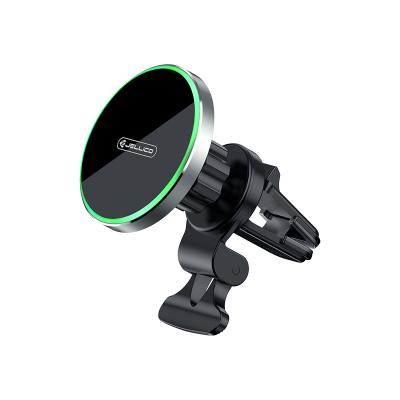 China LED Light New Arrival Magsaf Air Vent Car Charger 15W Magnetic Fast Wireless Car Charger Mount For Mobile Phone for sale