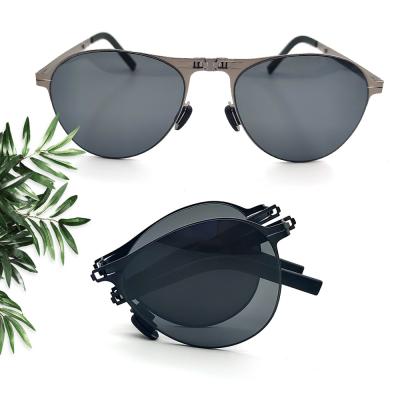 China Fashion Sunglasses Classic Vintage Foldable Round Sunglasses For Lady Men's Mirrored Sun Glasses for sale