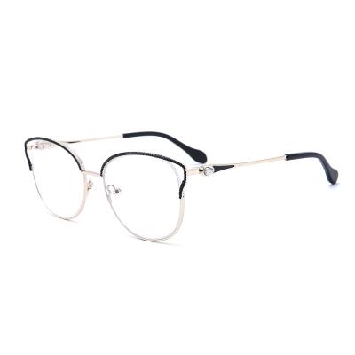 China Hot Selling Cat Eye Metal Acetate Frame Metal Reading Glass Optical Frame Of Fashionable Women Personality Myopia Frame for sale