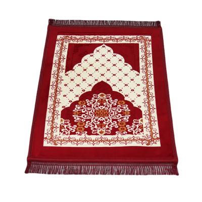 China Anti-slip Warm Smooth Apex Fashion Flower Embossing Prayer Rug 100% Polyester for sale