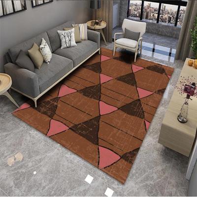 China Waterproof Washable Anti-Slip Velvet Gold Diamond Crystal 3D Printed Geometric Designs Living Room Decoration Brown Large Carpet Blanket for sale