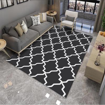 China 2021 Washable New Fashion Popular 3D Printing Geometric Design Living Room Nordic Plush Fluffy Fur And Velvet Carpets And Blankets for sale