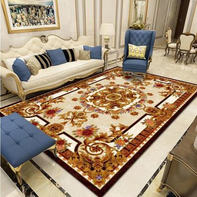 China Chinese Factory Simple Modern European Style Comfortable Washable 3d Printing Living Room Gold Carpet And Blankets for sale